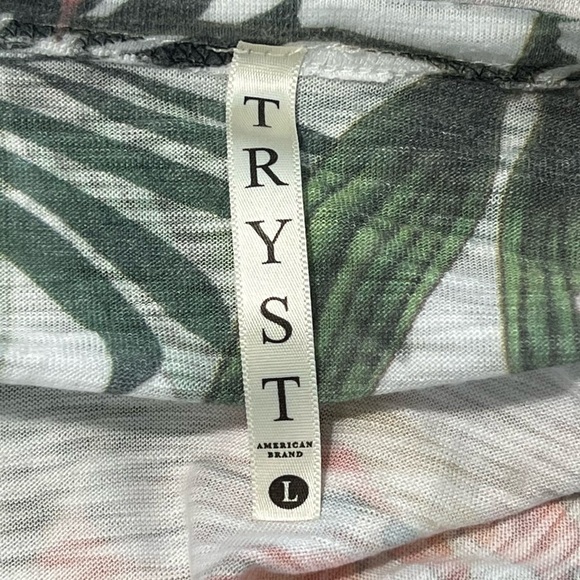 Tryst Floral Print‎ Twist Front T-Shirt Tropical Short Sleeve Top Large - Picture 5 of 6